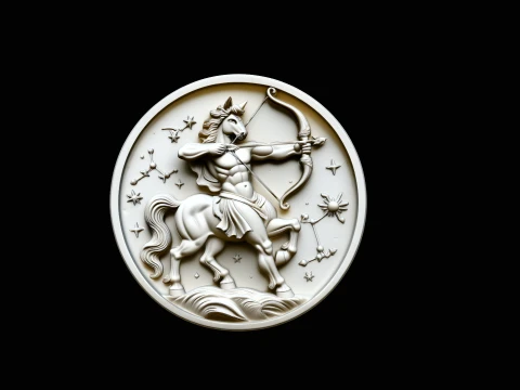 Sagittarius Zodiac Relief Medallion Pendant Design 4 - 3D Print Model 3D Print Model