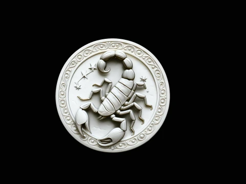 Scorpio Zodiac Relief Medallion Pendant Design 1 - 3D Print Model 3D Print Model