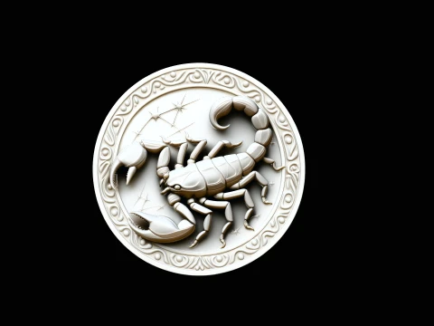 Scorpio Zodiac Relief Medallion Pendant Design 4 - 3D Print Model 3D Print Model