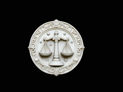Libra Zodiac Relief Medallion Pendant Design 1 - 3D Print Model 3D Print Model