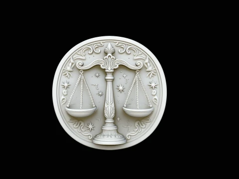 Libra Zodiac Relief Medallion Pendant Design 2 - 3D Print Model 3D Print Model