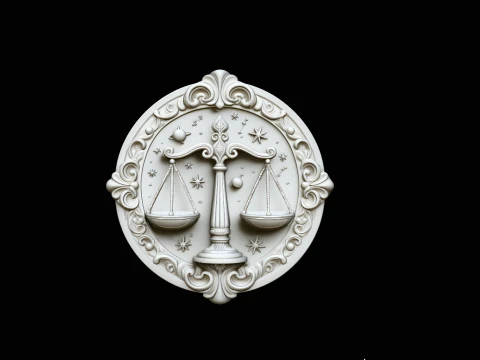 Libra Zodiac Relief Medallion Pendant Design 3 - 3D Print Model 3D Print Model