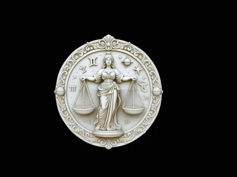 Libra Zodiac Relief Medallion Pendant Design 4 - 3D Print Model 3D Print Model