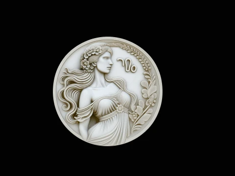 Virgo Zodiac Relief Medallion Pendant Design 1 - 3D Print Model 3D Print Model
