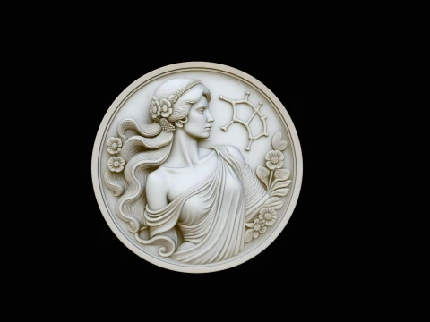 Virgo Zodiac Relief Medallion Pendant Design 2 - 3D Print Model 3Dプリントモデル