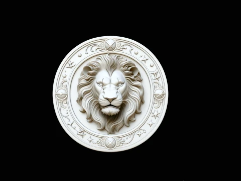 Leo Zodiac Relief Medallion Pendant Design 2 - 3D Print Model 3D Baskı Modeli