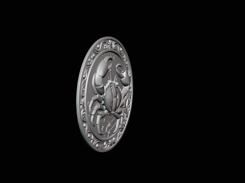 Cancer Zodiac Relief Medallion Pendant Design 1 - 3D Print Model 3D Print Model