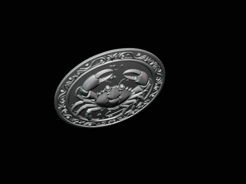 Cancer Zodiac Relief Medallion Pendant Design 1 - 3D Print Model 3D Print Model