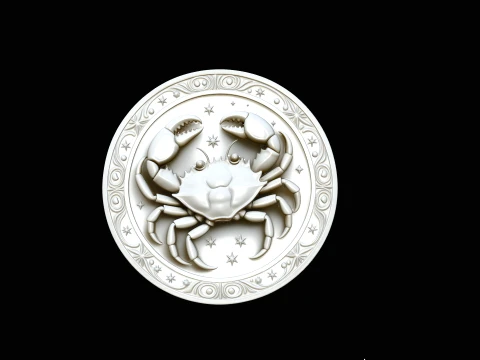 Cancer Zodiac Relief Medallion Pendant Design 3 - 3D Print Model 3D Принт Модель