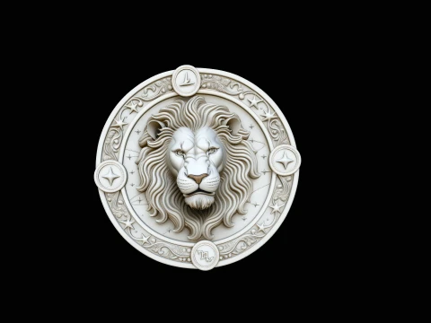 Leo Zodiac Relief Medallion Pendant Design 4 - 3D Print Model Modelo de impresión 3D