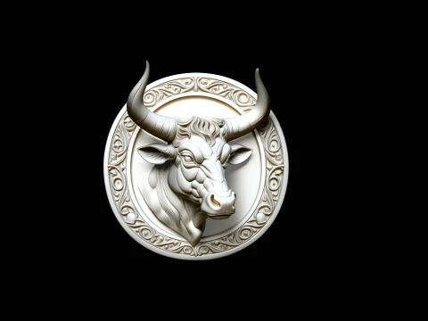Taurus Zodiac Relief Medallion Pendant Design 1 - 3D Print Model 3D Print Model