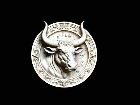 Taurus Zodiac Relief Medallion Pendant Design 2 - 3D Print Model Modelo de impresión 3D
