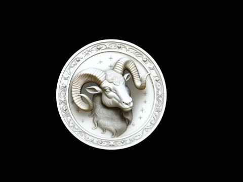 Aries Zodiac Relief Medallion Pendant Design 5 - 3D Print Model 3D Print Model