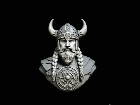 Viking Warrior Bust Statue Design 3 - 3D Print Model 3D Print Model