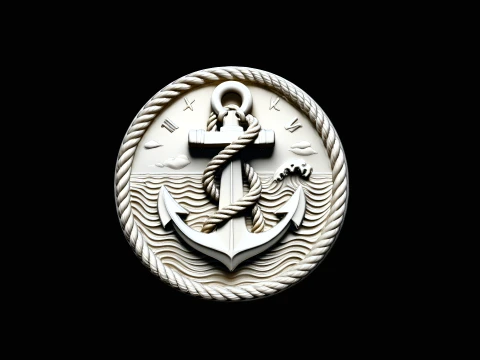 Nautical Anchor Relief Medallion Pendant Design 2 - 3D Print Model 3D Print Model