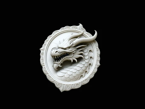 Dragon Head Relief Medallion Pendant Design 1 - 3D Print Model 3D Print Model