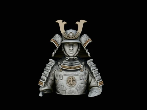 Samurai Warrior Bust Statue Design 2 - 3D Print Model 3D Print Model
