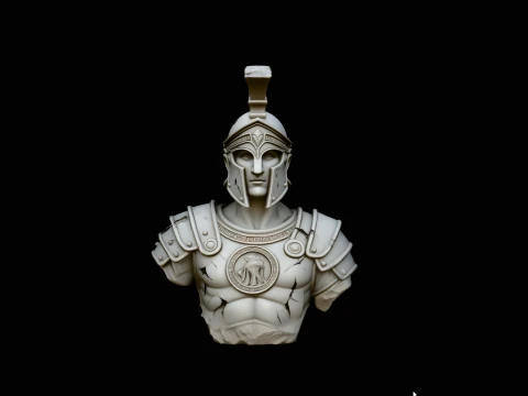 Spartan Warrior Bust Statue Design 3 - 3D Print Model 3D Print Model