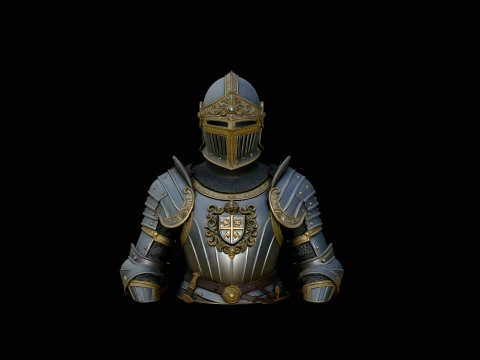 Medieval Knight Armor Bust Statue Design 1 - 3D Print Model 3D Print Model