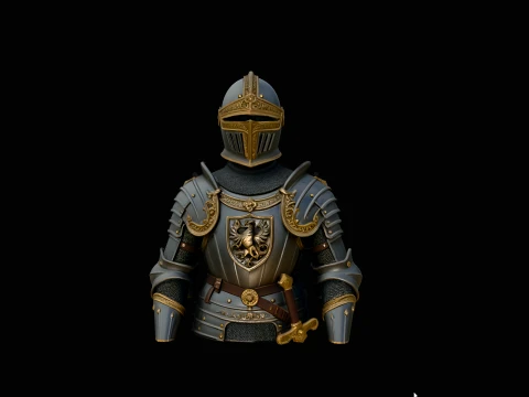 Medieval Knight Armor Bust Statue Design 3 - 3D Print Model 3D Print Model