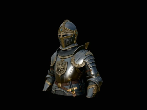 Medieval Knight Armor Bust Statue Design 4 - 3D Print Model 3D Print Model