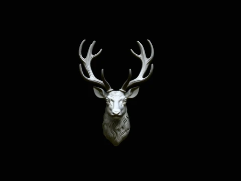 Stag Deer Head Relief Medallion Pendant Design 1 - 3D Print Model 3D Print Model