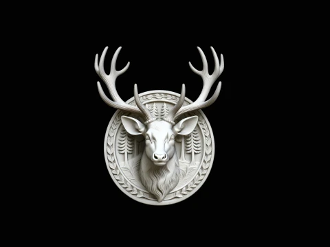 Stag Deer Head Relief Medallion Pendant Design 4 - 3D Print Model 3D Print Model