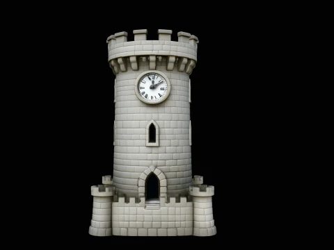 Medieval Clock Tower Model Design 1 - 3D Print Model 3D Print Model