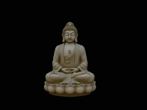 Seated Buddha on Lotus Statue Design 4 - 3D Print Model Modello di stampa 3D