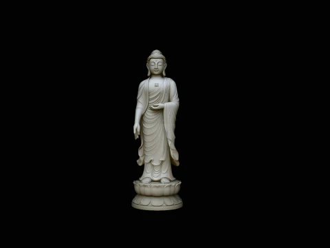 Standing Buddha on Lotus Statue Design 1 - 3D Print Model 3D Print Model