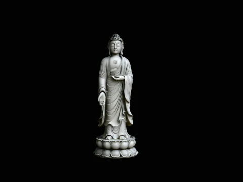 Standing Buddha on Lotus Statue Design 2 - 3D Print Model 3D Print Model