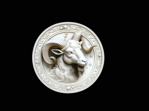Aries Zodiac Relief Medallion Pendant Design 6 - 3D Print Model Modelo de impresión 3D