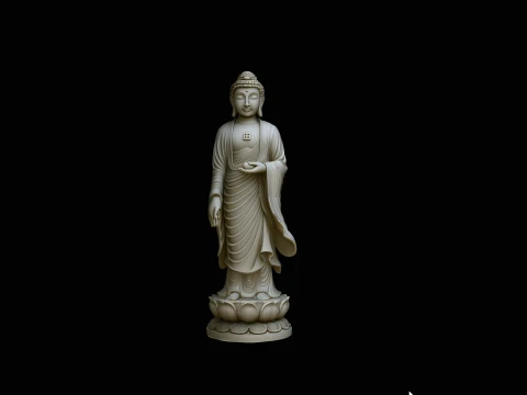 Standing Buddha on Lotus Statue Design 3 - 3D Print Model 3D Print Model