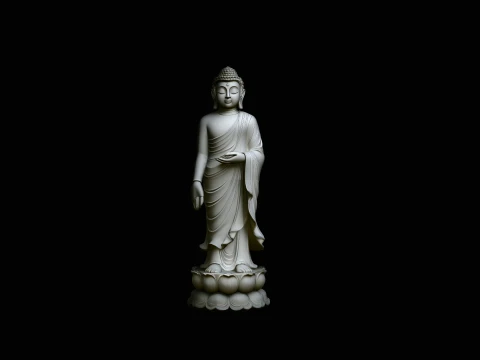 Standing Buddha on Lotus Statue Design 4 - 3D Print Model Modelo de Impressão 3D