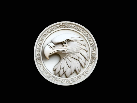 Eagle Head Relief Medallion Pendant Design 1 - 3D Print Model 3D Print Model
