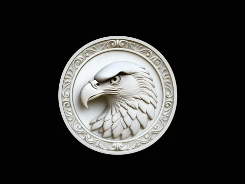 Eagle Head Relief Medallion Pendant Design 2 - 3D Print Model 3D Print Model