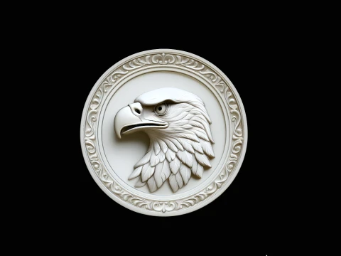 Eagle Head Relief Medallion Pendant Design 3 - 3D Print Model 3D printmodel