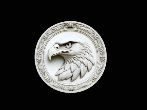 Eagle Head Relief Medallion Pendant Design 4 - 3D Print Model 3D Print Model