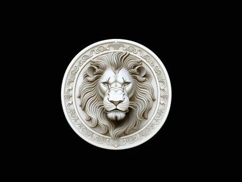 Lion Head Relief Medallion Pendant Design 1 - 3D Print Model 3D Print Model