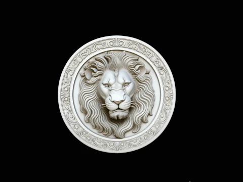Lion Head Relief Medallion Pendant Design 3 - 3D Print Model 3D Print Model
