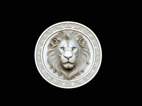 Lion Head Relief Medallion Pendant Design 4 - 3D Print Model 3D Print Model