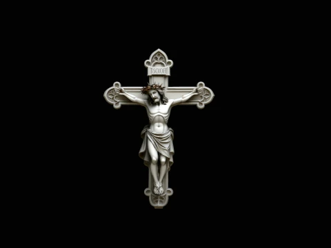 Crown of Thorns Crucifix Pendant Design 2 - 3D Print Model 3D Print Model