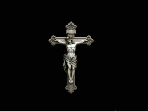 Crown of Thorns Crucifix Pendant Design 3 - 3D Print Model Modello di stampa 3D