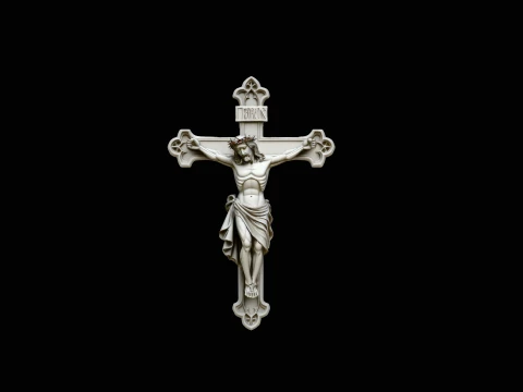 Crown of Thorns Crucifix Pendant Design 4 - 3D Print Model 3D Baskı Modeli