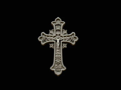 Baroque Ornate Cross Pendant Design 2 - 3D Print Model Modelo de Impressão 3D
