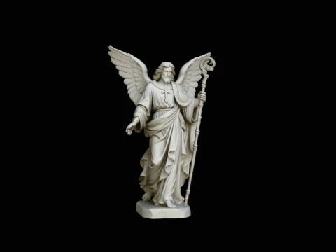 Archangel with Crosier Staff Statue Design 2 - 3D Print Model 3D printmodel