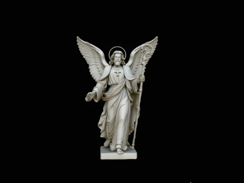 Archangel with Crosier Staff Statue Design 3 - 3D Print Model 3Dプリントモデル