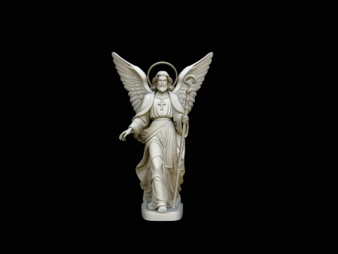 Archangel with Crosier Staff Statue Design 4 - 3D Print Model 3D Print Model