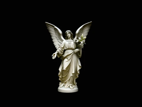 Angel with Lily Flower Statue Design 2 - 3D Print Model 3D Print Model