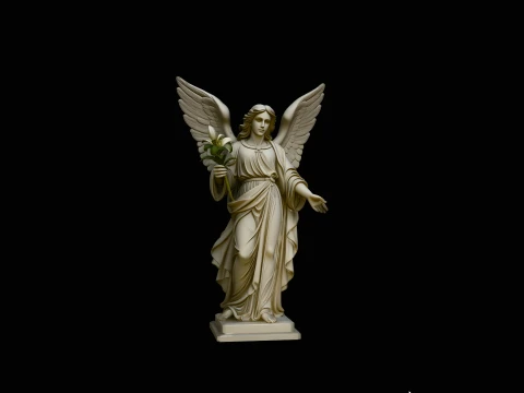 Angel with Lily Flower Statue Design 3 - 3D Print Model 3D Print Model